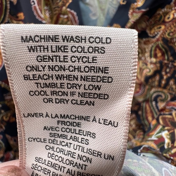 Philosophy Woman 2X Paisley Henley Blouse 3/4 Roll Tab Sleeve Boho Classic Fall - Picture 7 of 10